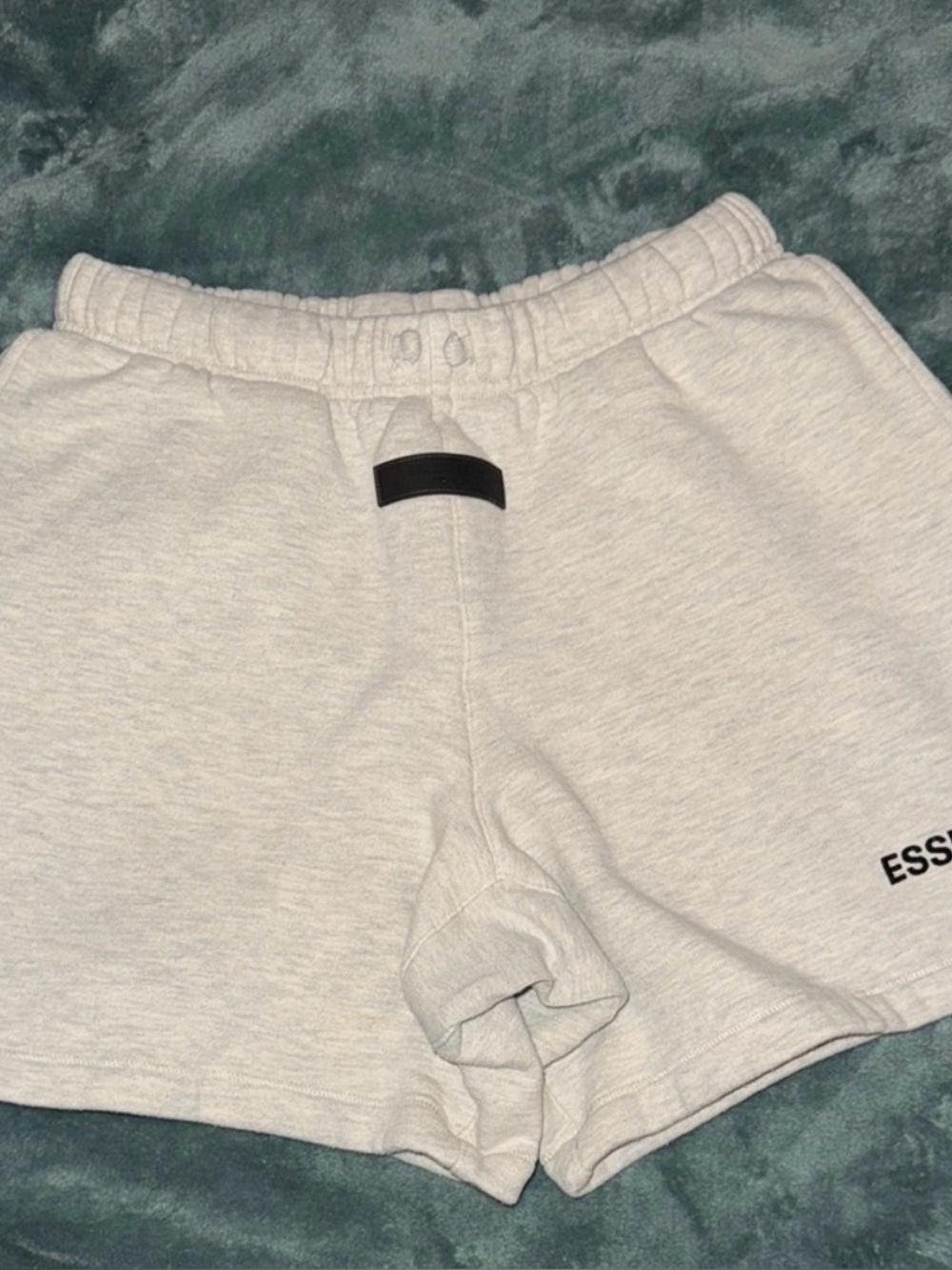 Essentials Heather Gray Fleece Shorts with Black Tab